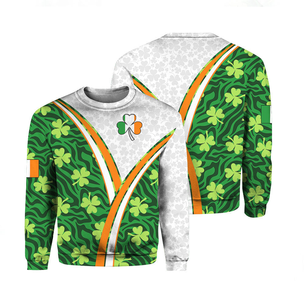 St Patrick Day Irish Proud Green Shamrock Crewneck Sweatshirt For Men & Women