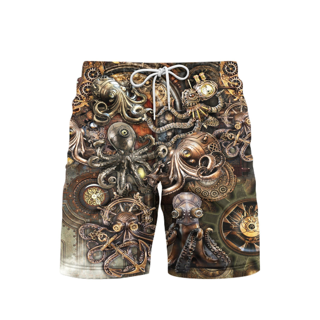 Steampunk Octopus Beach Shorts For Men