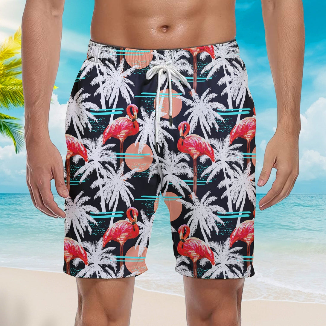 Stork Coconut Tree Palm Trees Flamingo Beach Shorts For Men
