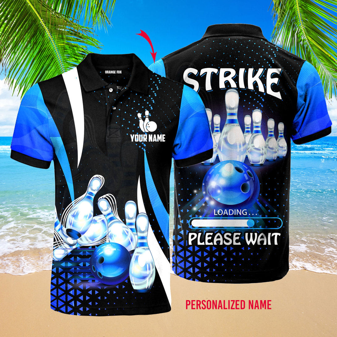 Strike Loading Please Wait Bowling Custom Name Polo Shirt For Men & Women