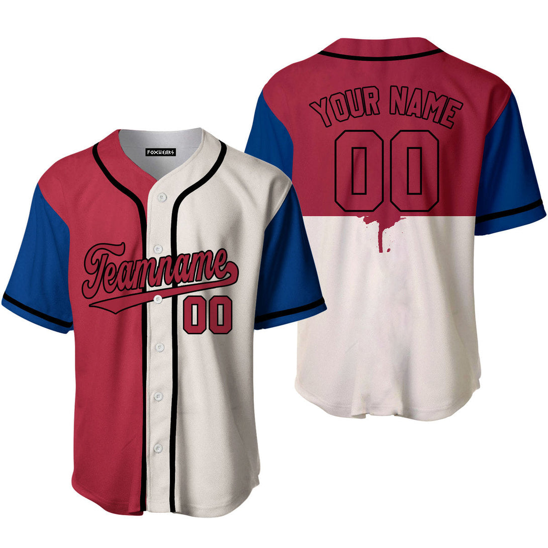 Take October Custom Cream Red Blue Split Fashion Baseball Jerseys For Men & Women