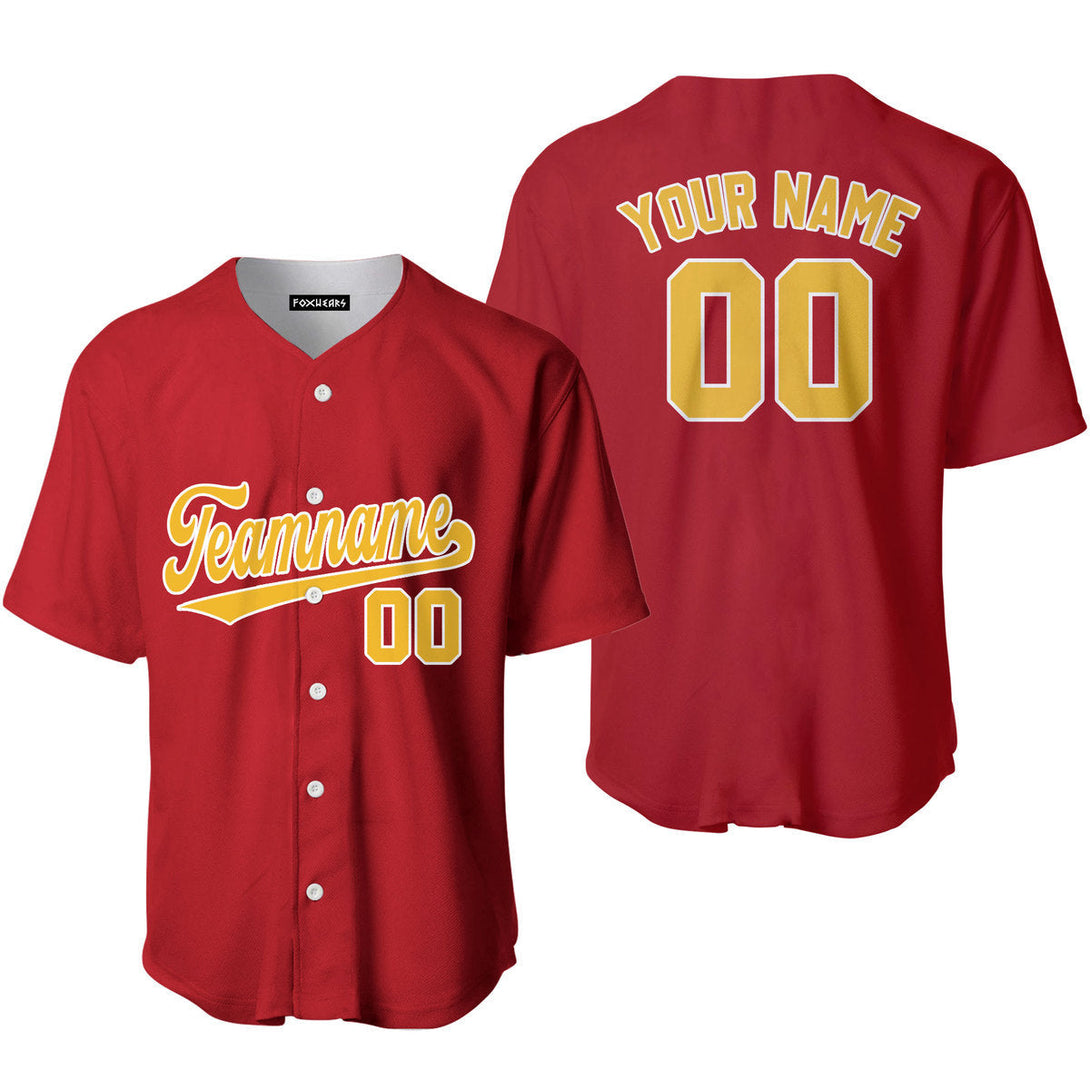 Take October Custom Gold White And Red Custom Baseball Jerseys For Men & Women