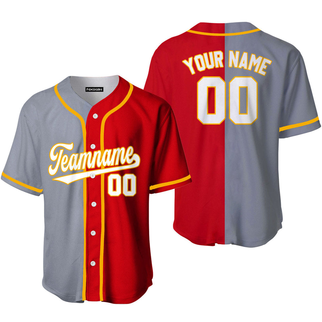 Take October Custom Red Gold Gray Split Fashion Baseball Jerseys For Men & Women