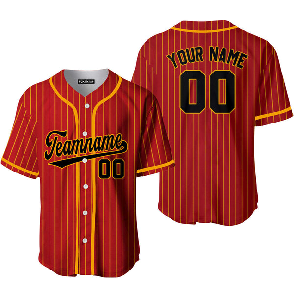 Take October Custom Red Gold Pinstripe Black Gold Custom Baseball Jerseys For Men & Women