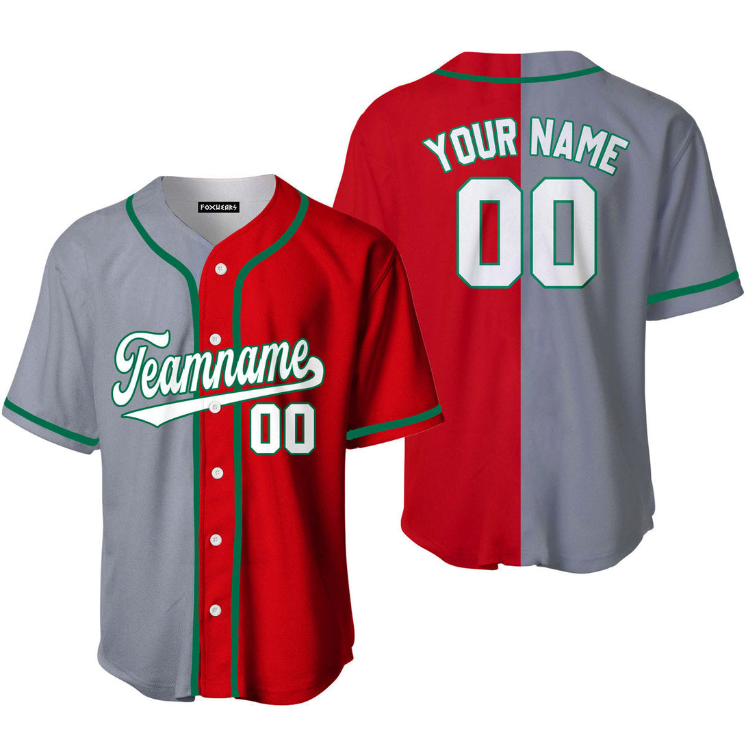 Take October Custom Red Kelly Green Gray Split Fashion Baseball Jerseys For Men & Women