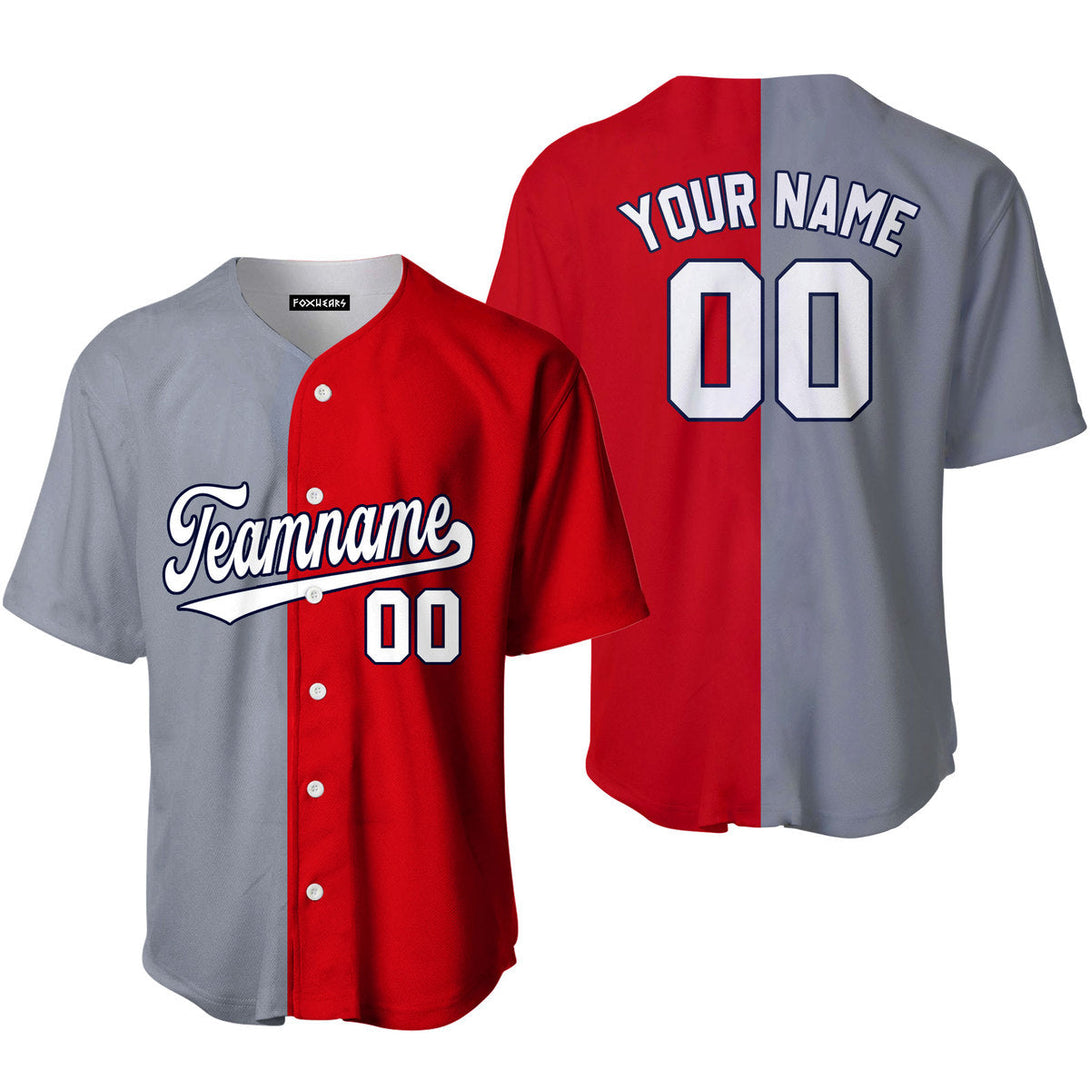 Take October Custom Red Navy Gray Split Fashion Baseball Jerseys For Men & Women