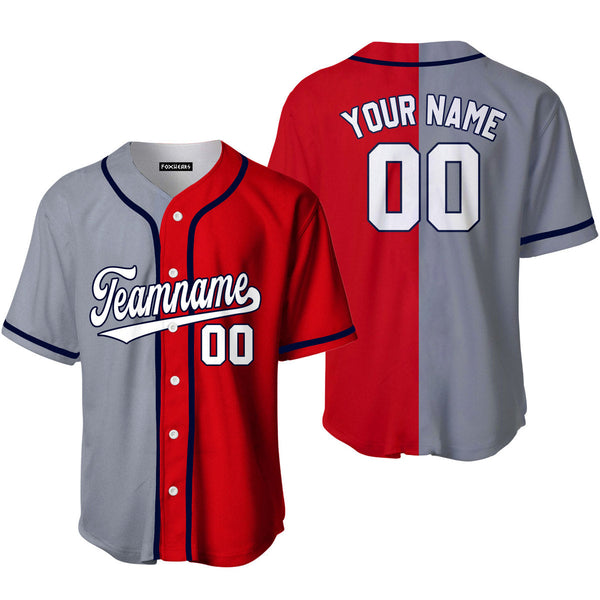 Take October Custom Red Navy Gray Split Fashion Baseball Jerseys For Men & Women