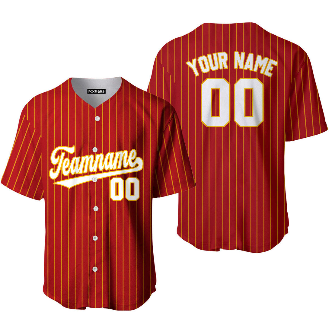 Take October Custom Red White Pinstripe Yellow White Baseball Jerseys For Men & Women