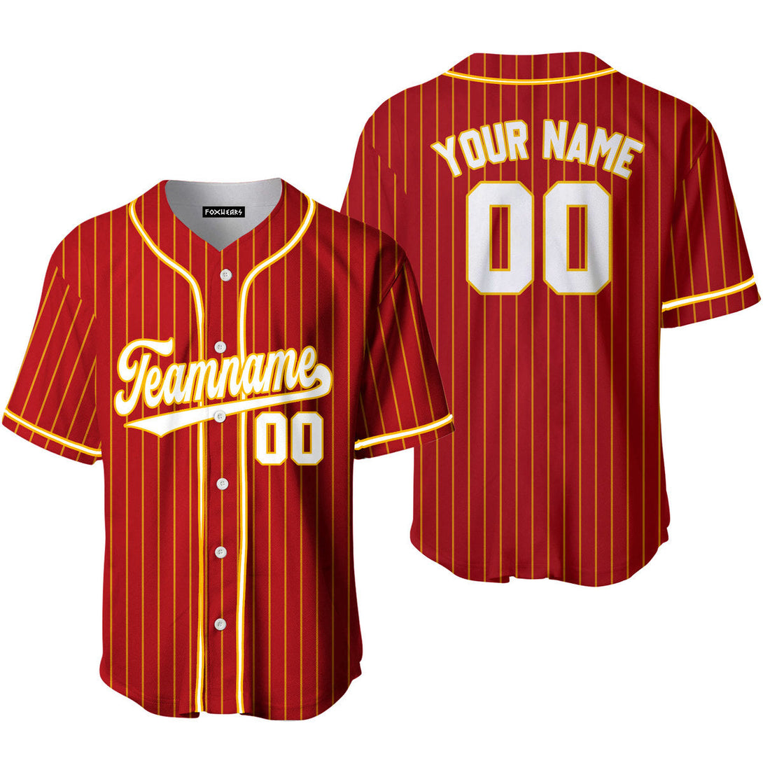 Take October Custom Red White Pinstripe Yellow White Baseball Jerseys For Men & Women