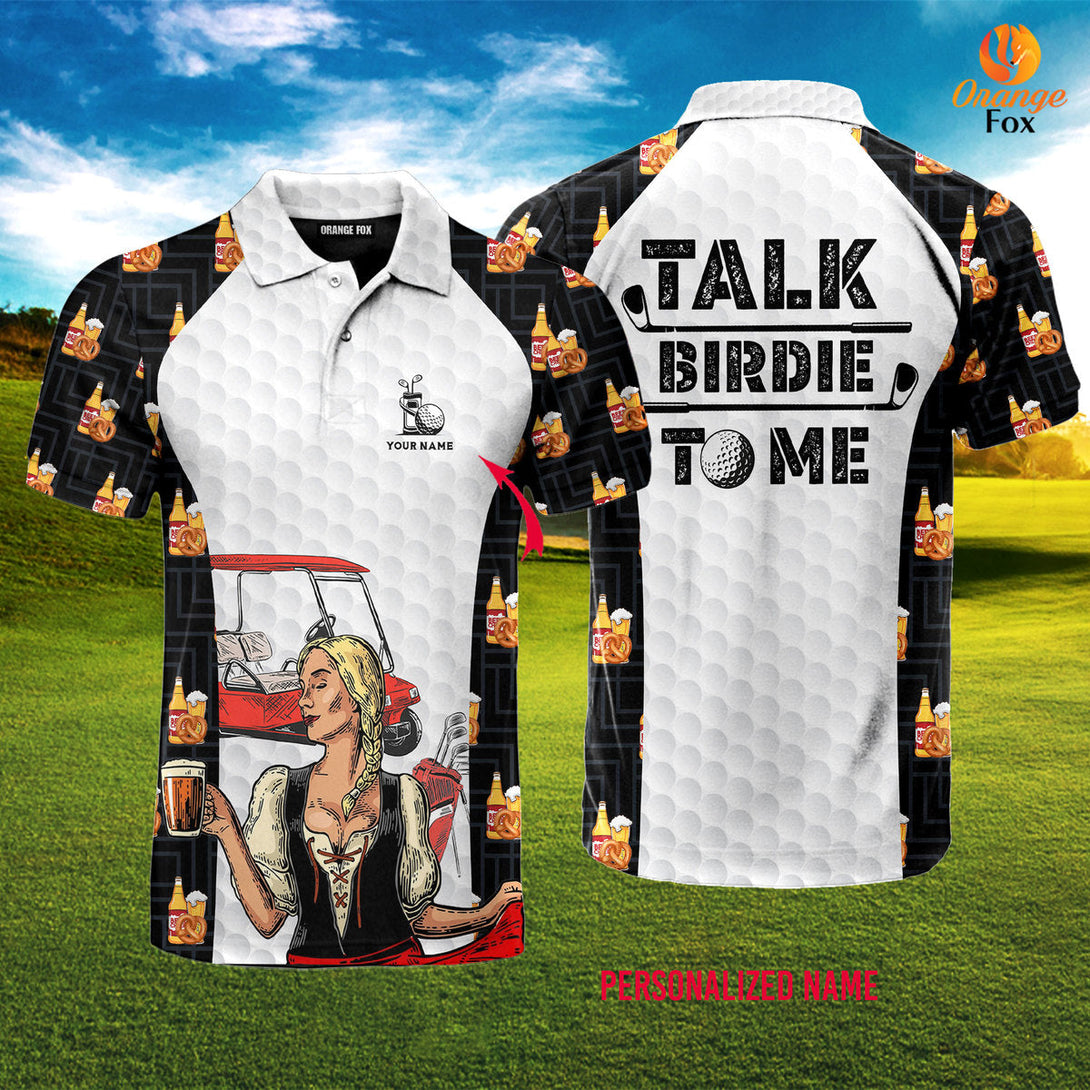 Talk Birdie To Me Oktoberfest Beer Pretzel Golf Custom Name Polo Shirt For Men & Women