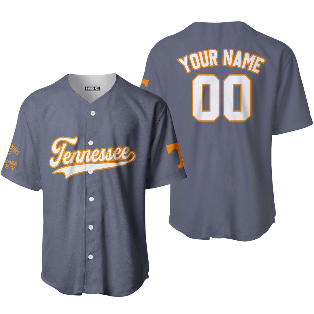 Tennessee Grey White Yellow Custom Name Baseball Jerseys For Men & Women