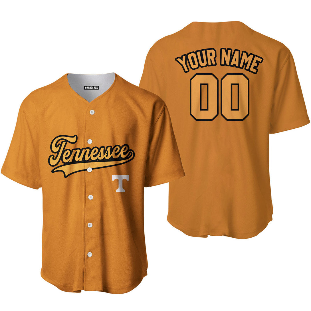 Tennessee Yellow Black Custom Name Baseball Jerseys For Men & Women