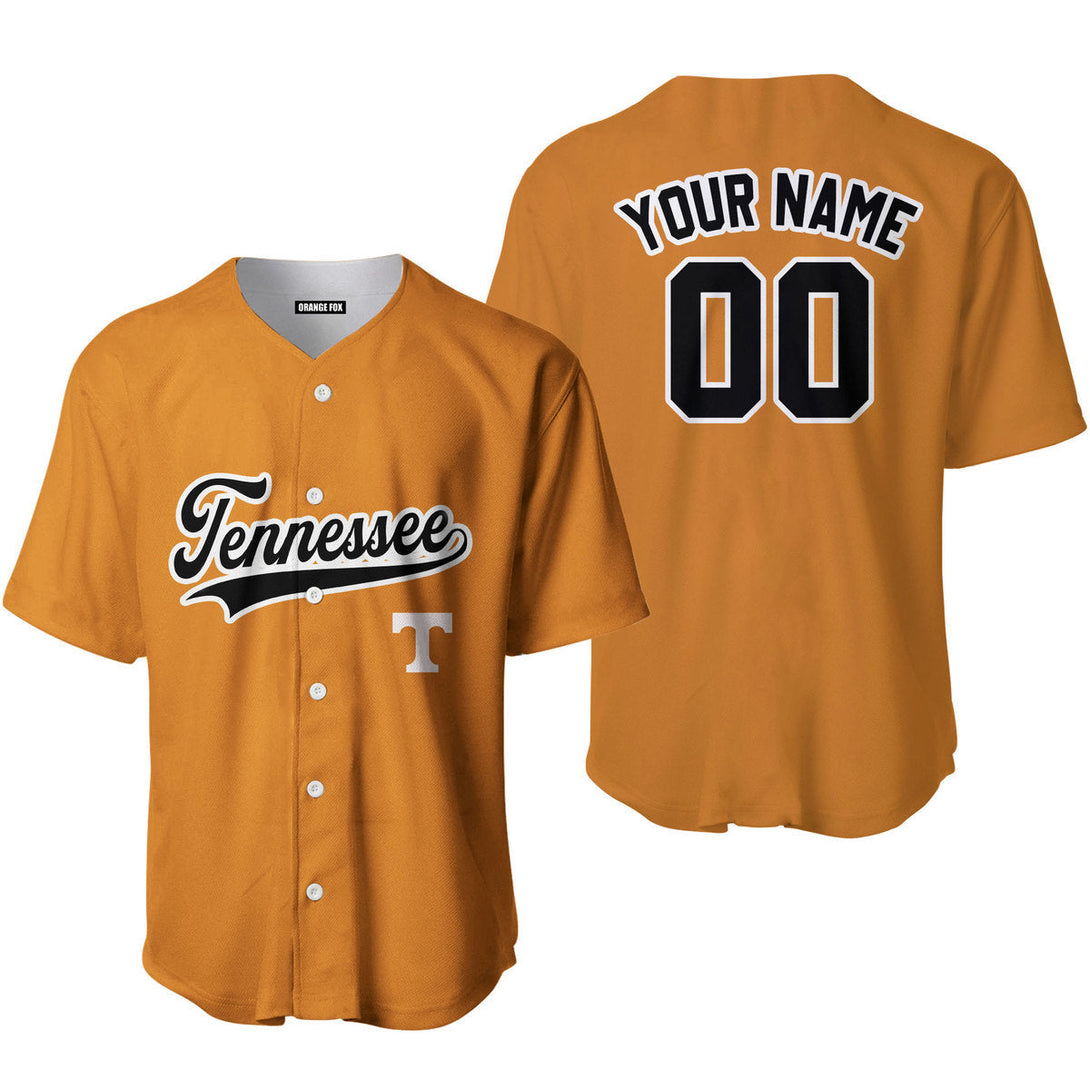 Tennessee Yellow Black White Custom Name Baseball Jerseys For Men & Women