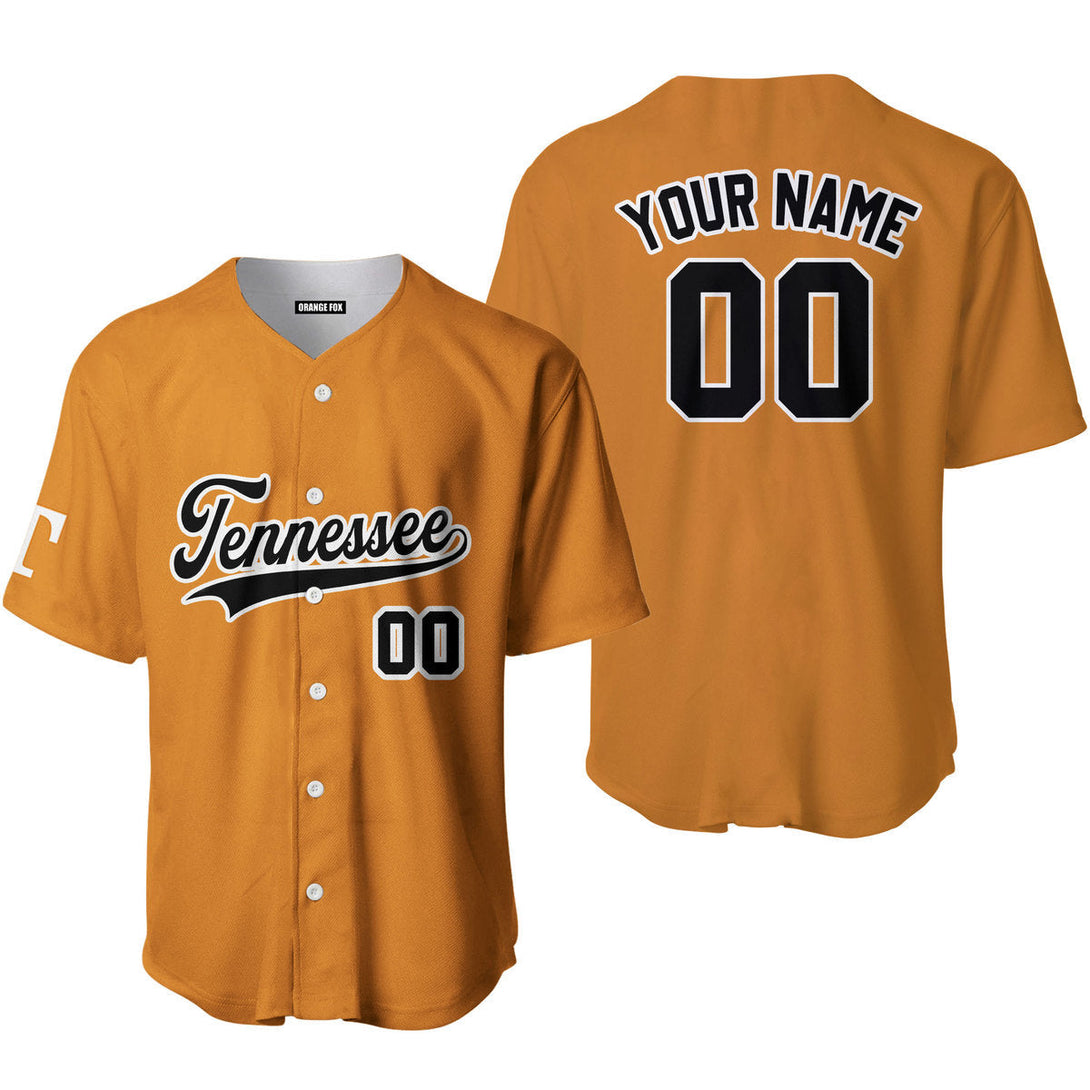 Tennessee Yellow Black White Custom Name Baseball Jerseys For Men & Women