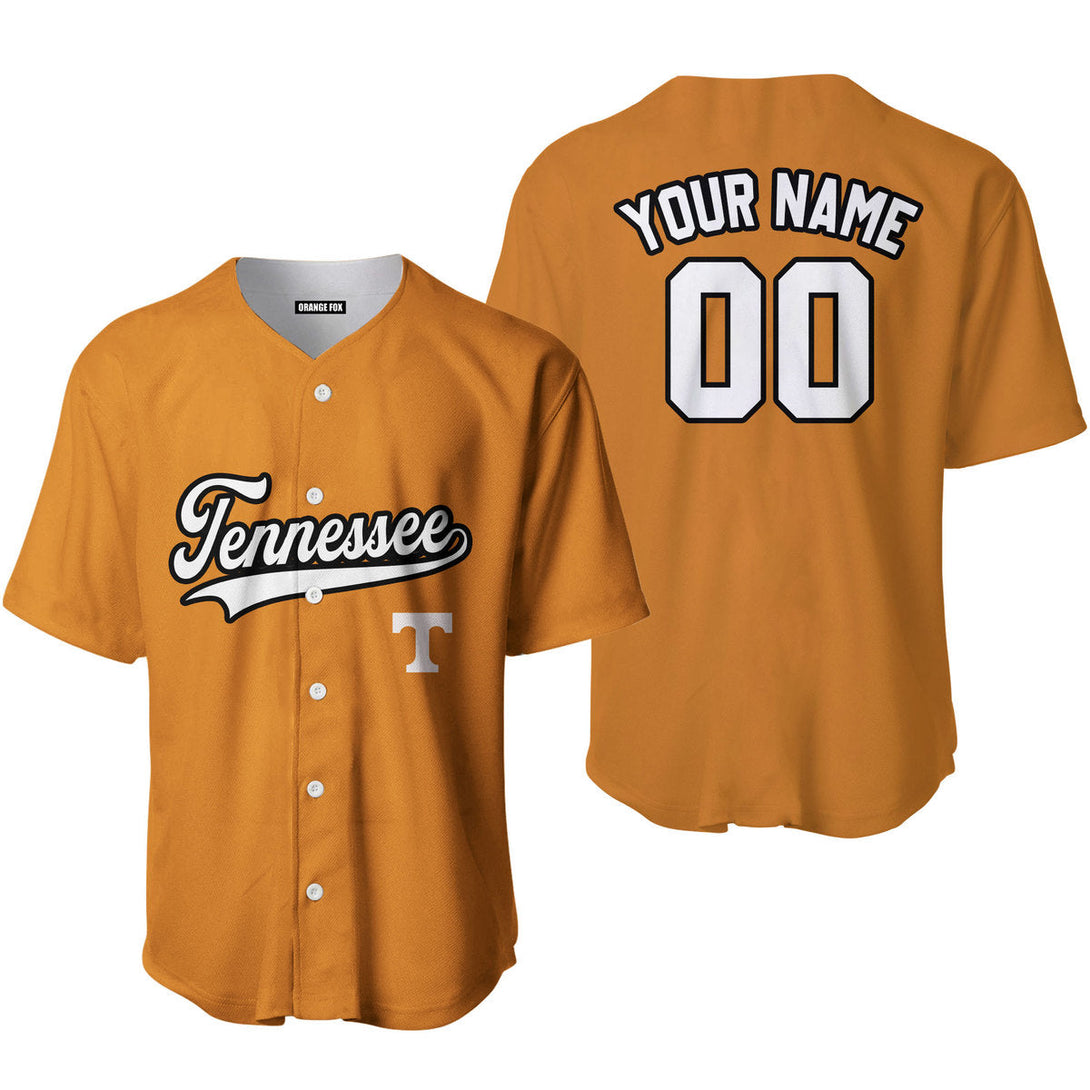 Tennessee Yellow White Black Custom Name Baseball Jerseys For Men & Women