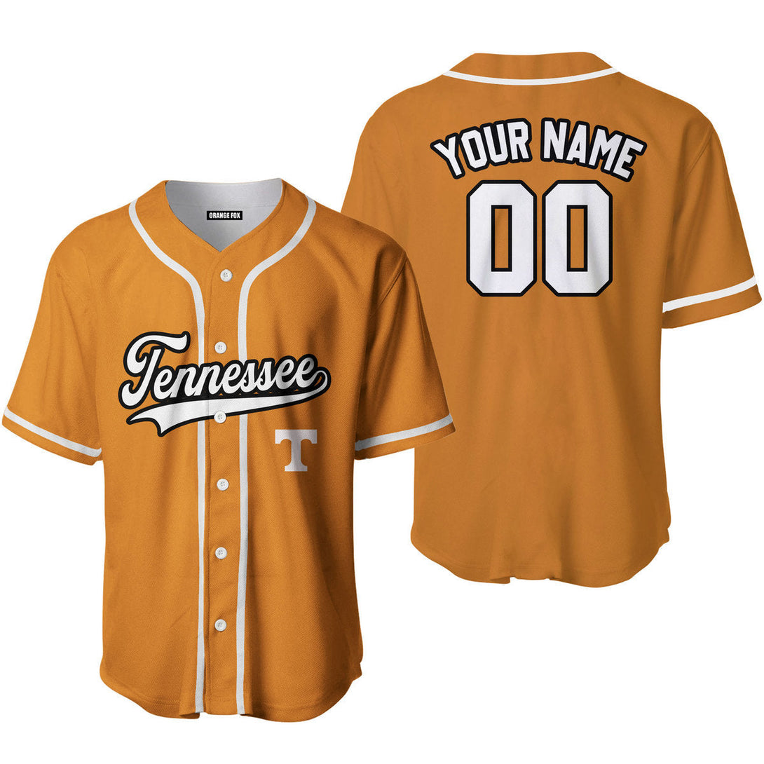 Tennessee Yellow White Black Custom Name Baseball Jerseys For Men & Women