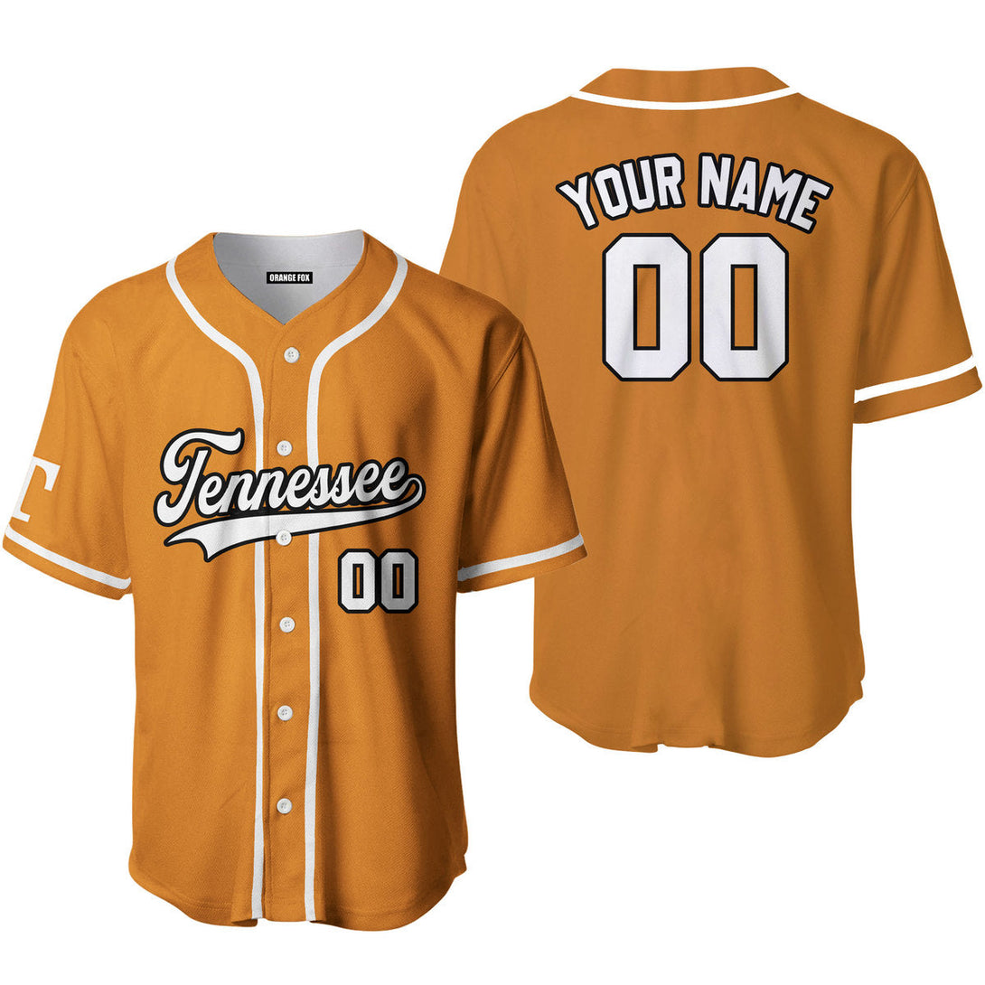 Tennessee Yellow White Black Custom Name Baseball Jerseys For Men & Women