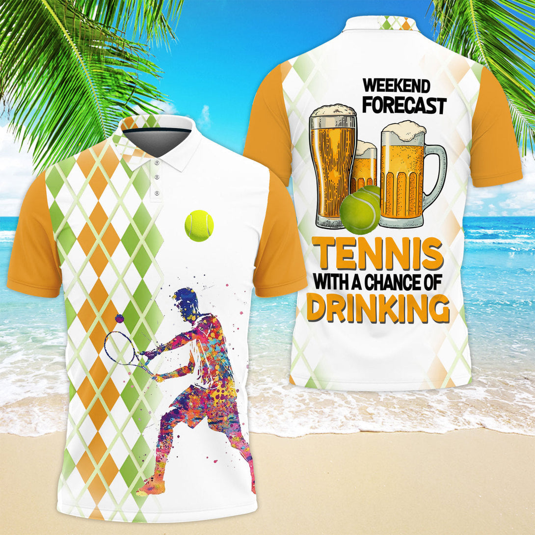 Tennis With A Chance Of Drinking Polo Shirt For Men