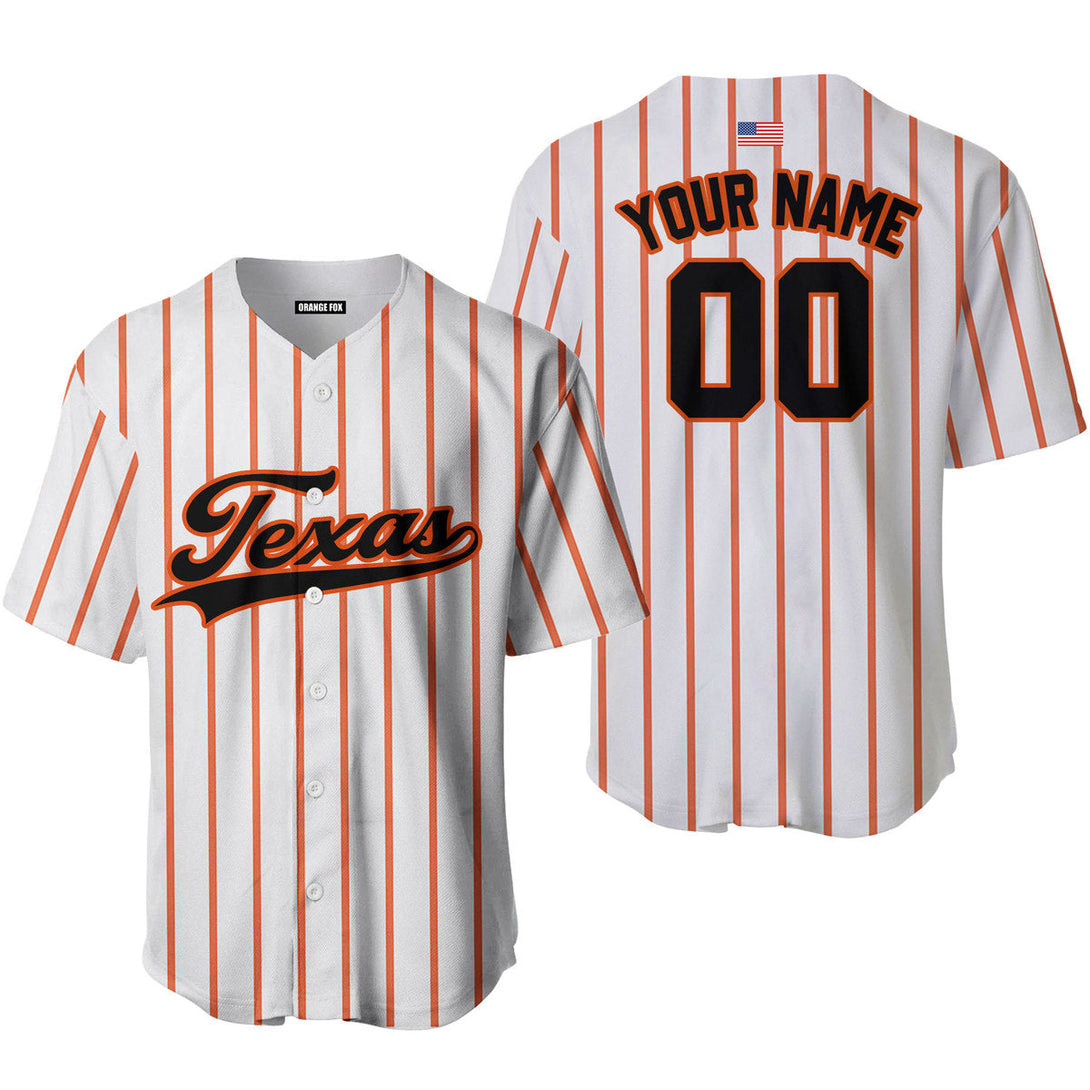 Texas American Flag White Black Orange Custom Name Baseball Jerseys For Men & Women