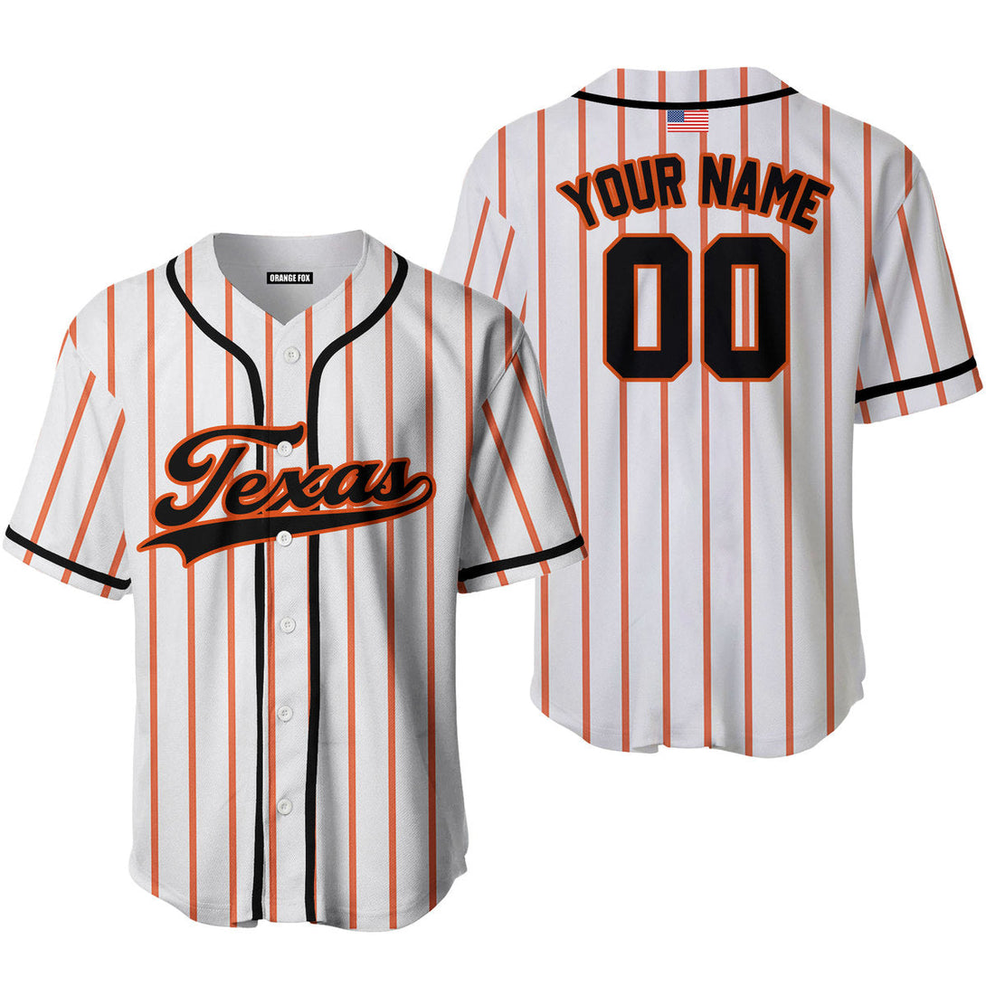 Texas American Flag White Black Orange Custom Name Baseball Jerseys For Men & Women