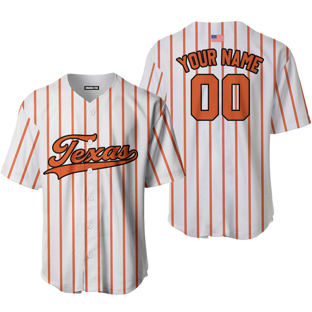 Texas American Flag White Orange Black Custom Name Baseball Jerseys For Men & Women