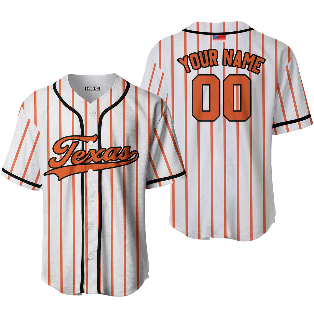 Texas American Flag White Orange Black Custom Name Baseball Jerseys For Men & Women