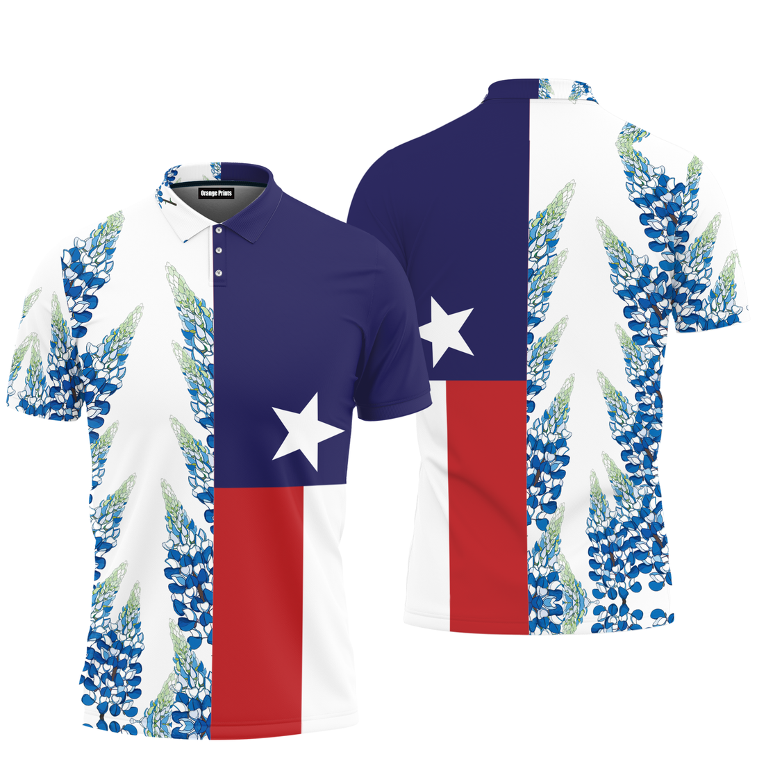 Texas Bluebonnets Polo Shirt For Men