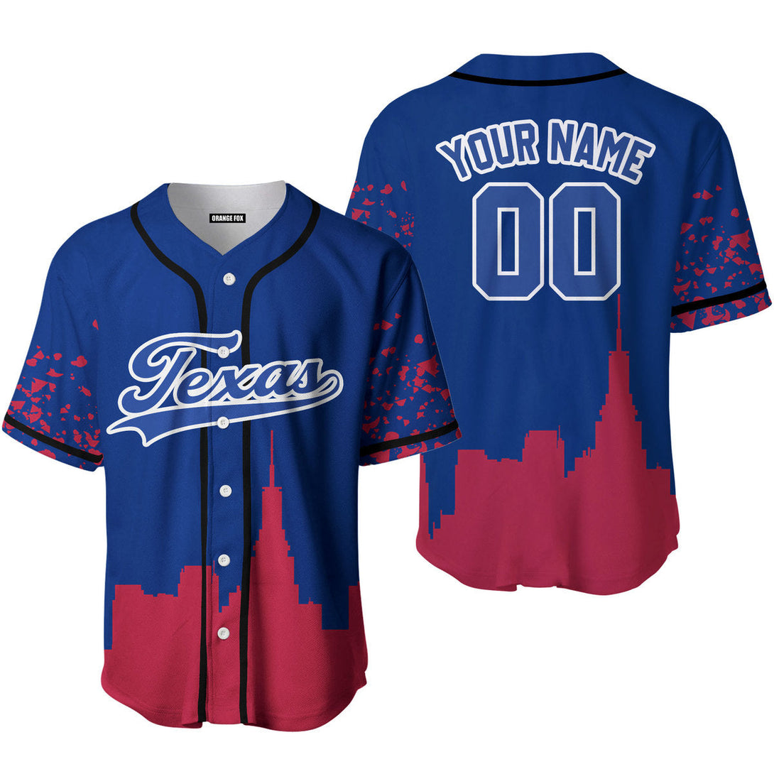 Texas Buildings Blue White Custom Name Baseball Jerseys For Men & Women