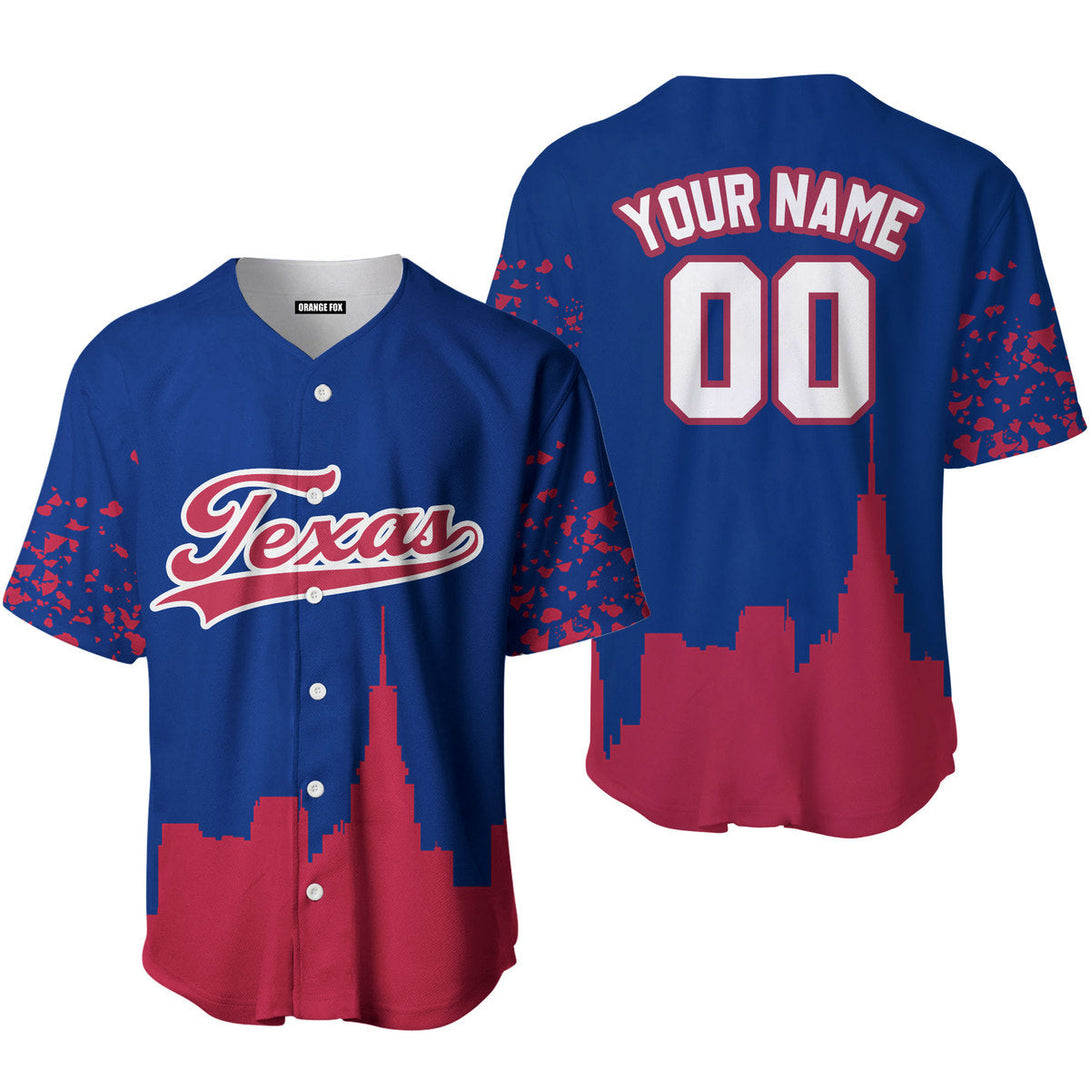 Texas Buildings Red White Custom Name Baseball Jerseys For Men & Women