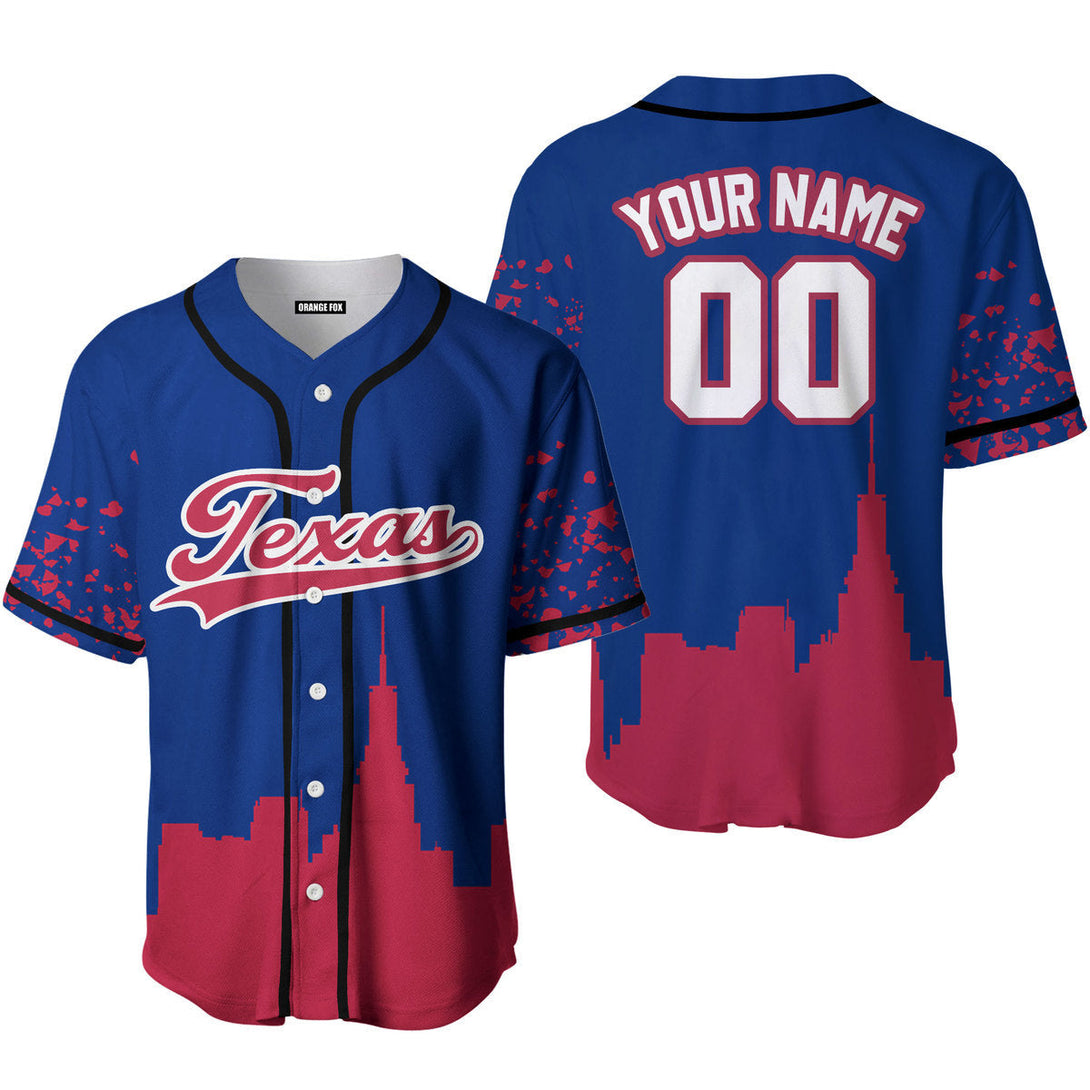 Texas Buildings Red White Custom Name Baseball Jerseys For Men & Women