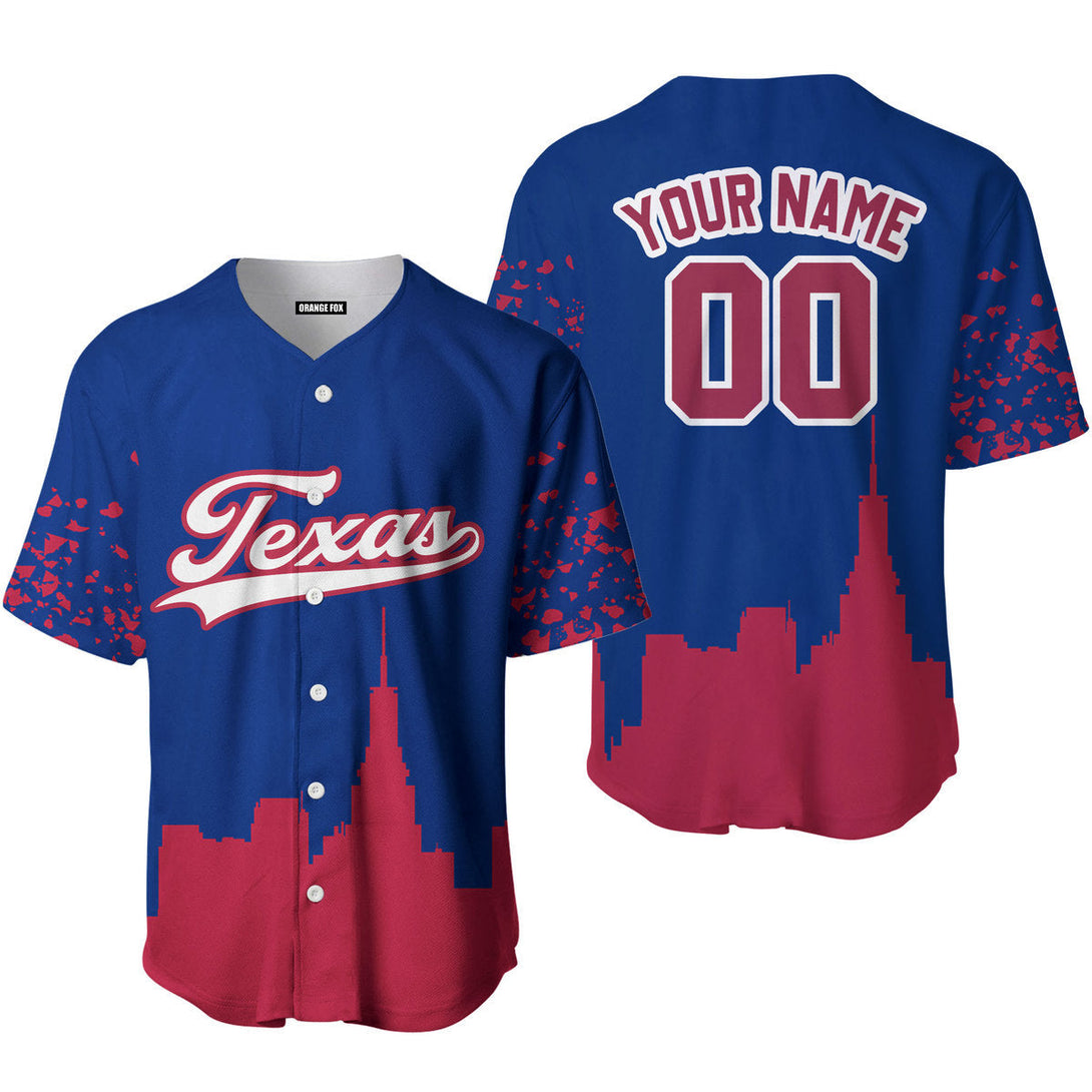 Texas Buildings White Red Custom Name Baseball Jerseys For Men & Women