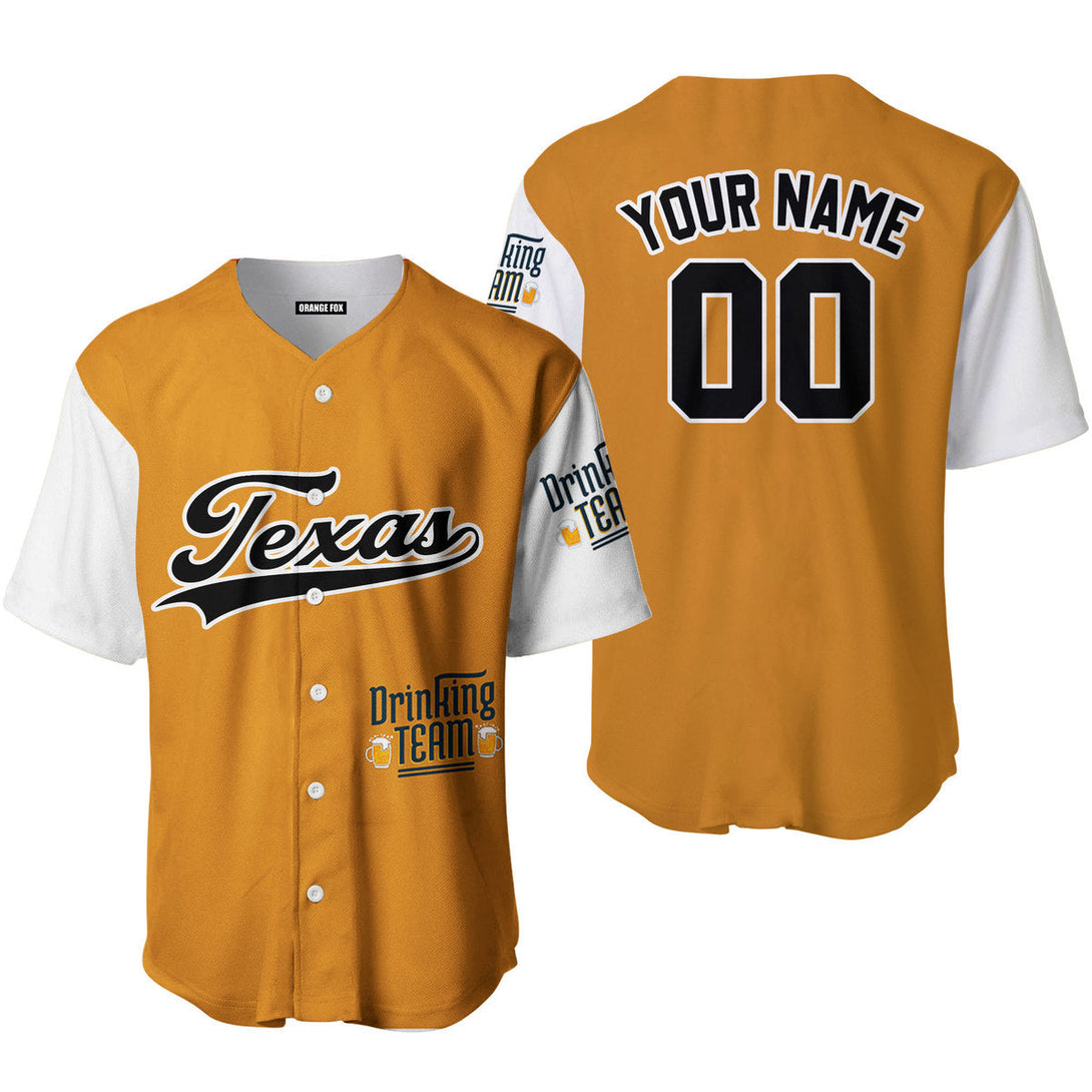 Texas Drinking Orange Black White Custom Name Baseball Jerseys For Men & Women