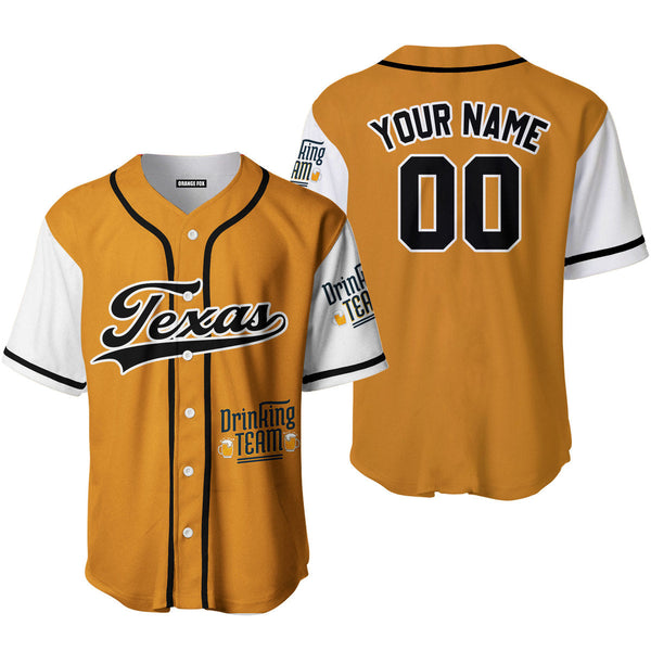 Texas Drinking Orange Black White Custom Name Baseball Jerseys For Men & Women