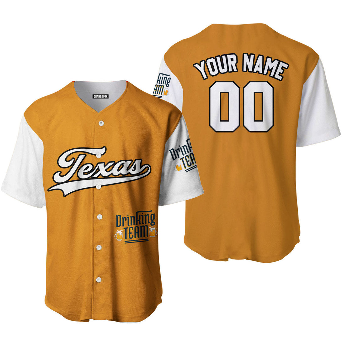 Texas Drinking Orange White Black Custom Name Baseball Jerseys For Men & Women