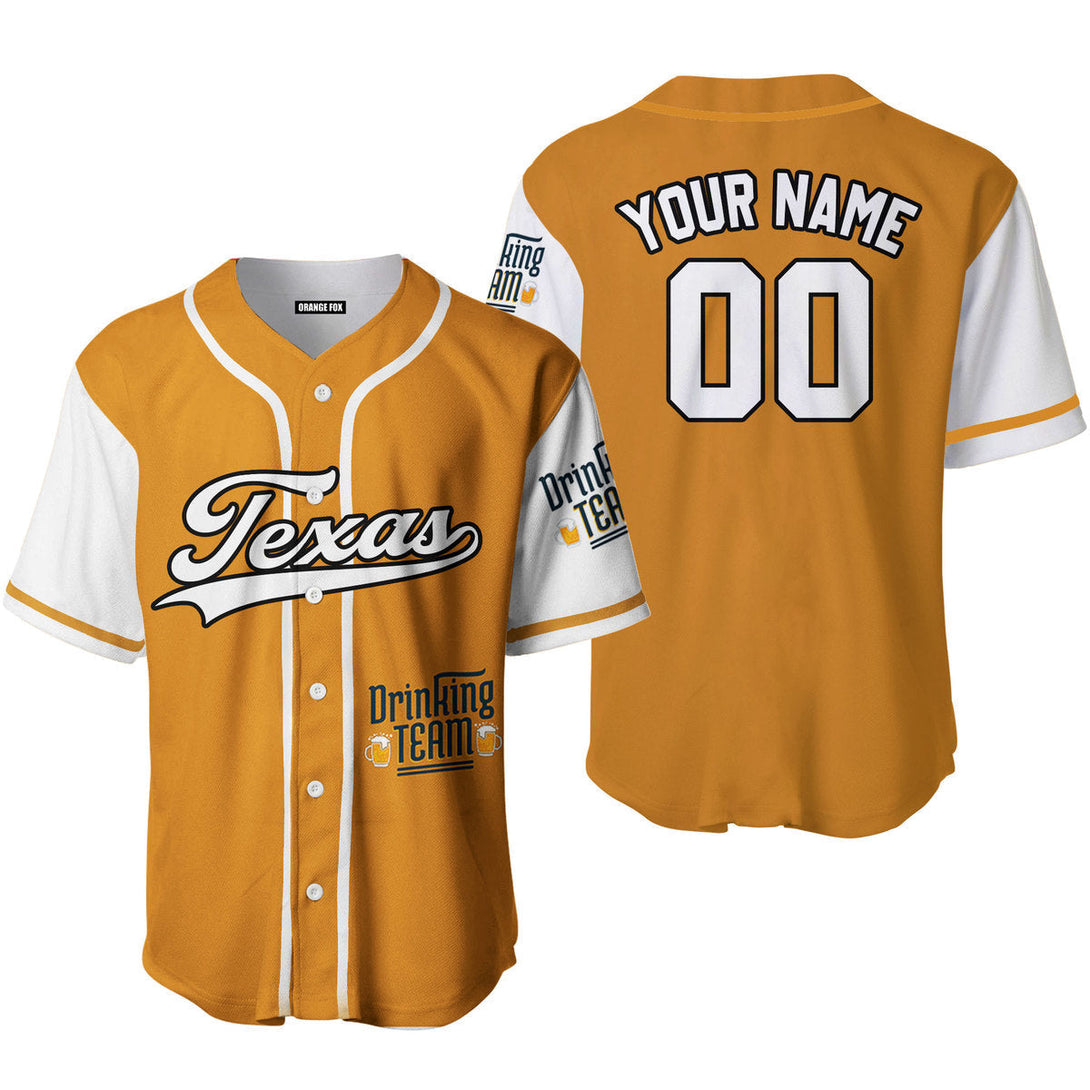 Texas Drinking Orange White Black Custom Name Baseball Jerseys For Men & Women