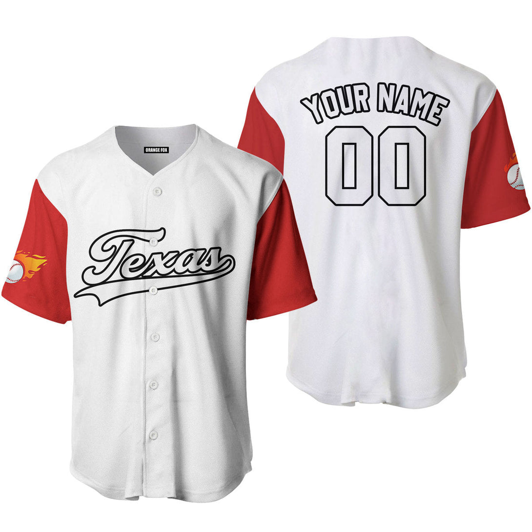 Texas Fire Baseball White Black Custom Name Baseball Jerseys For Men & Women