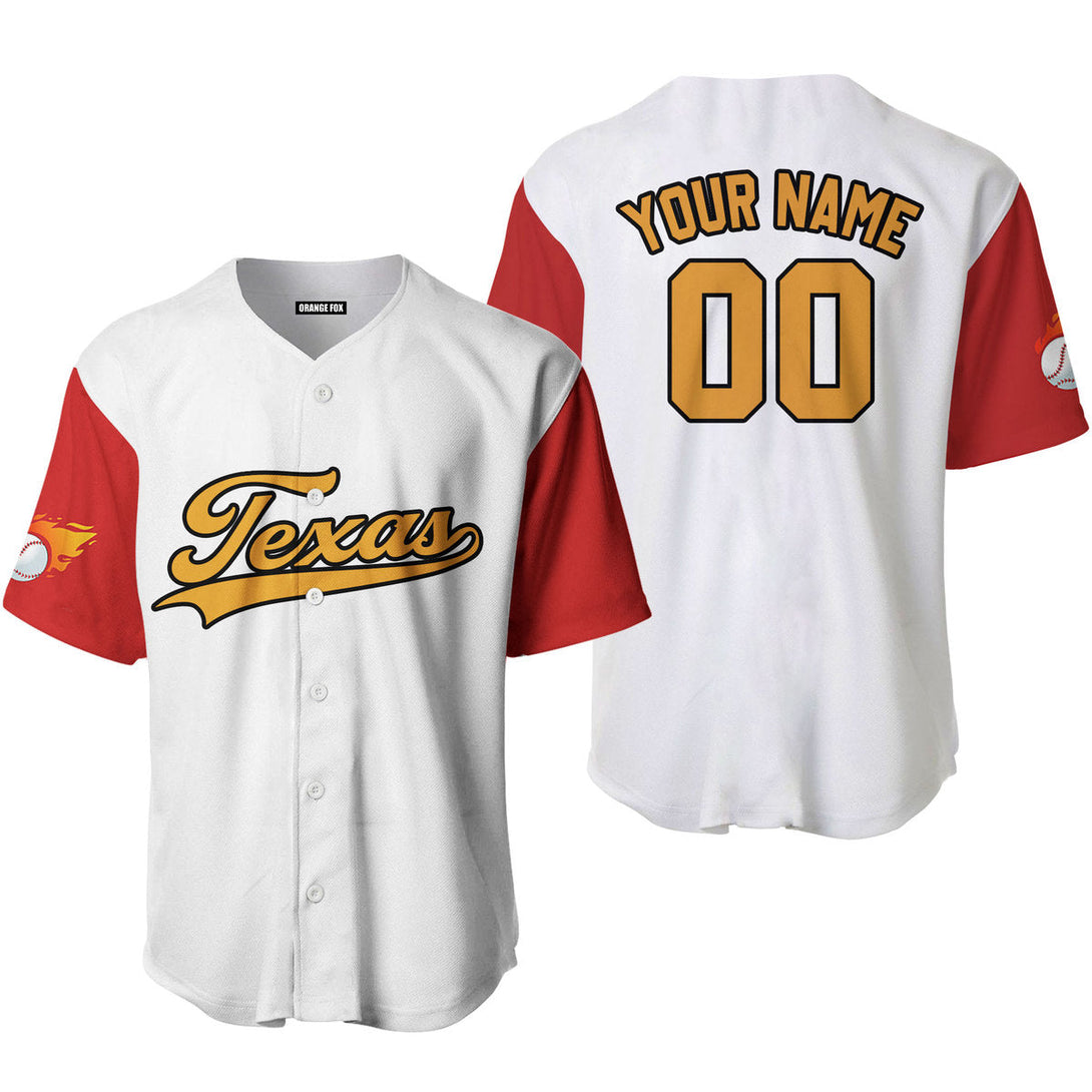 Texas Fire Baseball White Yellow Black Custom Name Baseball Jerseys For Men & Women