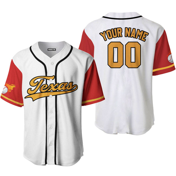 Texas Fire Baseball White Yellow Black Custom Name Baseball Jerseys For Men & Women