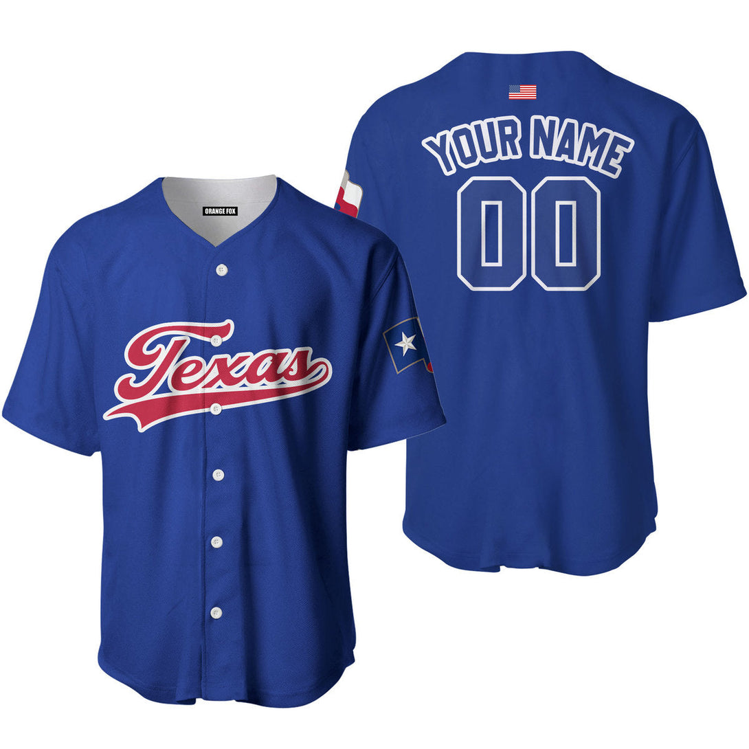 Texas Flag Blue Red White Custom Name Baseball Jerseys For Men & Women