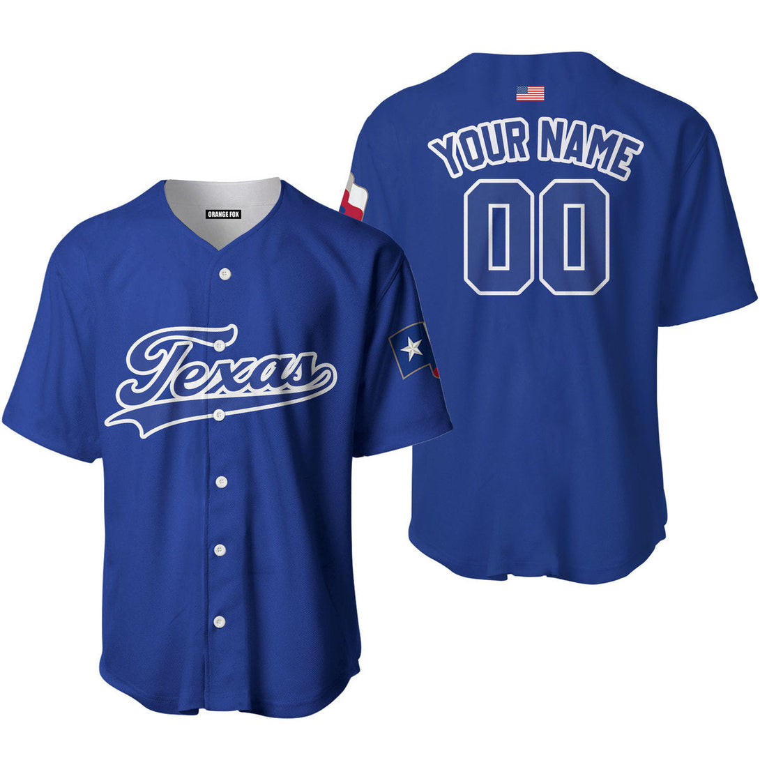 Texas Flag Blue White Custom Name Baseball Jerseys For Men & Women
