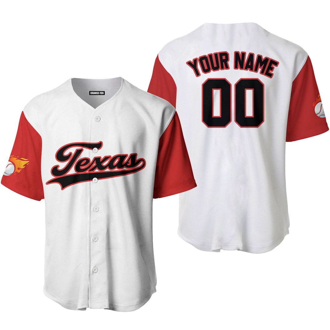 Texas Flag White Black Red Custom Name Baseball Jerseys For Men & Women