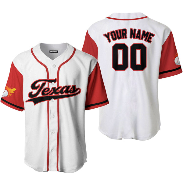 Texas Flag White Black Red Custom Name Baseball Jerseys For Men & Women