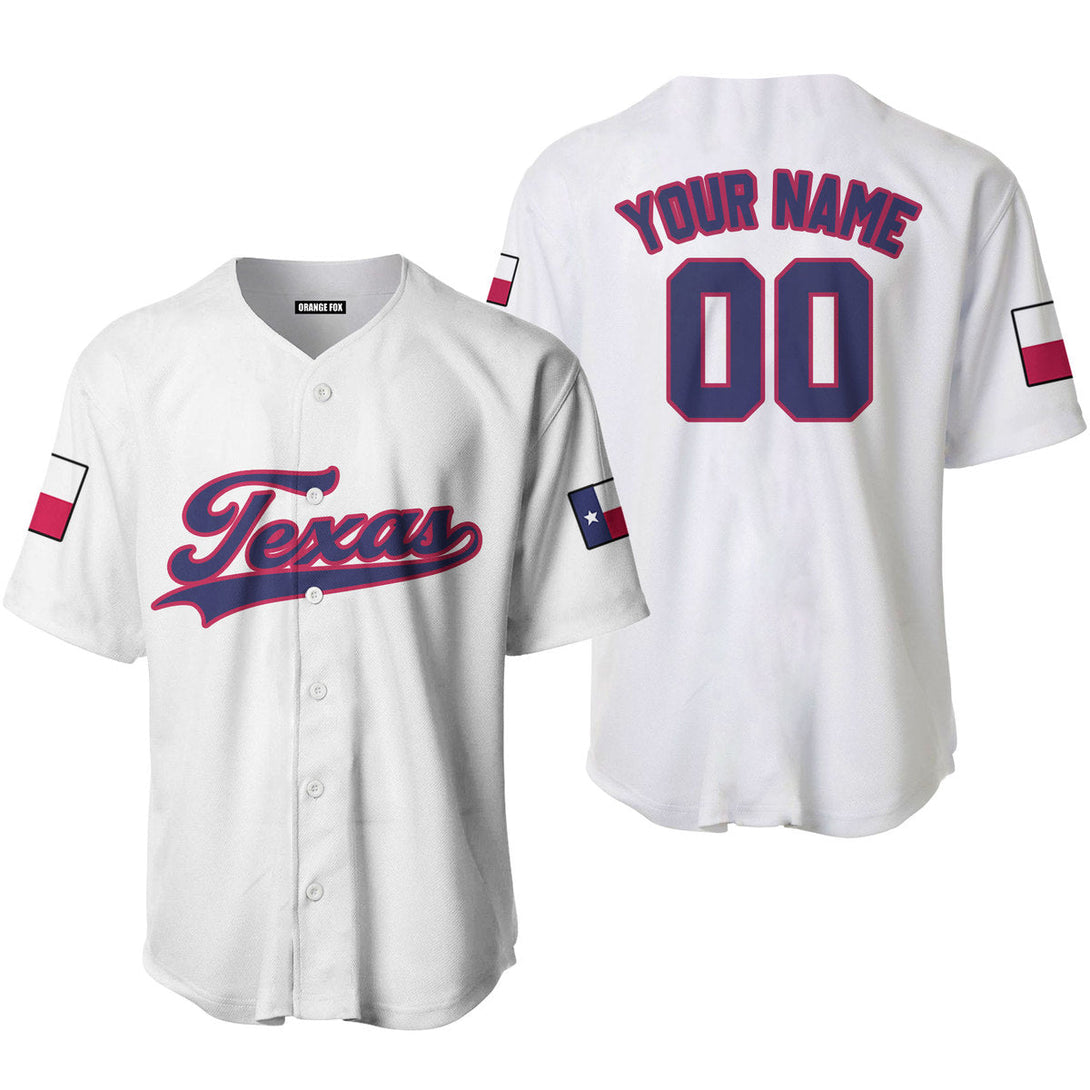 Texas Flag White Blue Red Custom Name Baseball Jerseys For Men & Women