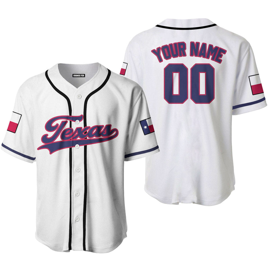 Texas Flag White Blue Red Custom Name Baseball Jerseys For Men & Women