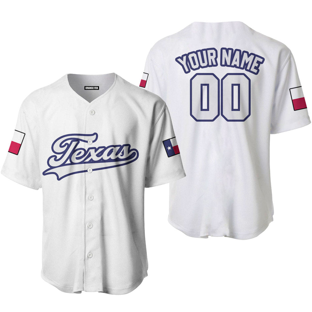 Texas Flag White Blue White Custom Name Baseball Jerseys For Men & Women