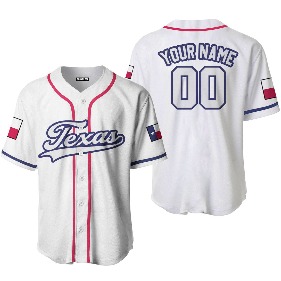 Texas Flag White Blue White Custom Name Baseball Jerseys For Men & Women