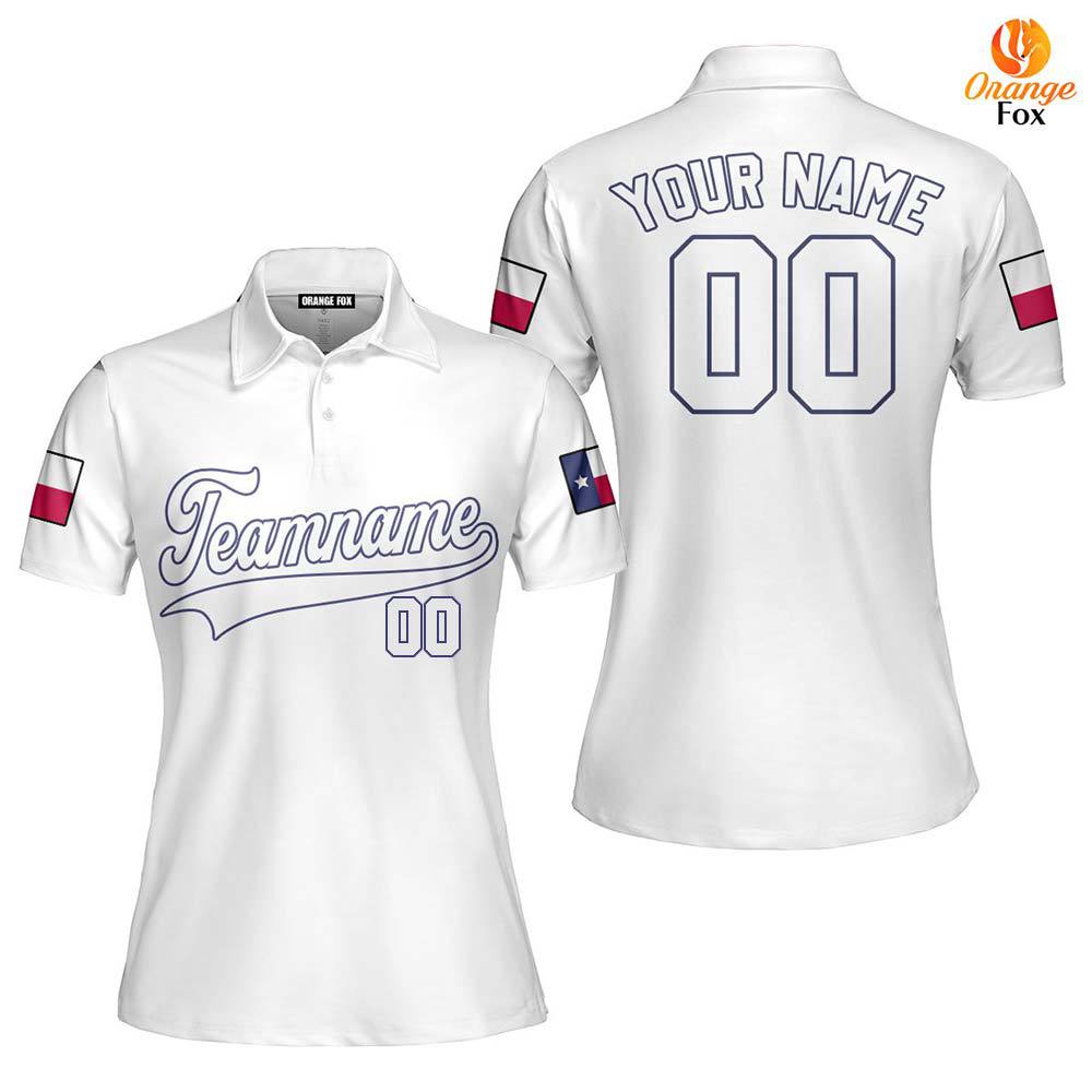 Texas Flag White Blue White Keyword Custom Polo Shirt For Women