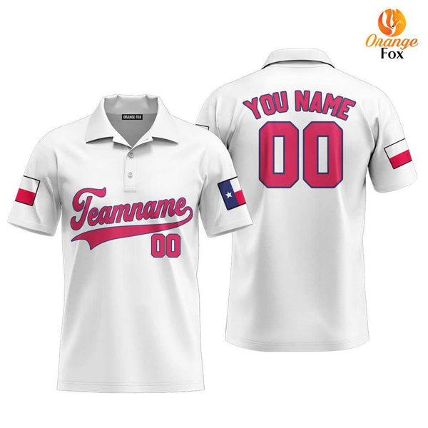 Texas Flag White Pink Blue Custom Polo Shirt For Men