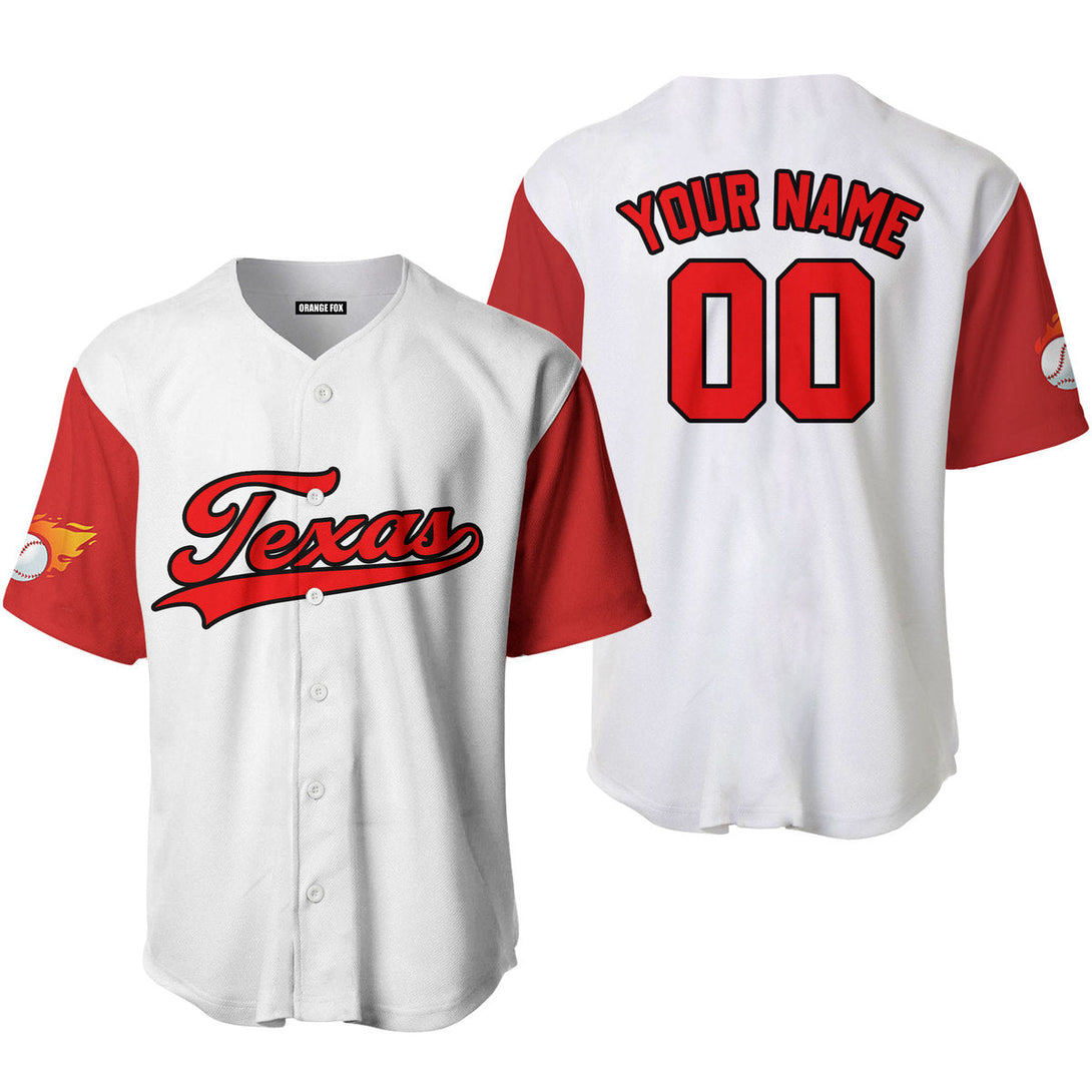 Texas Flag White Red Black Custom Name Baseball Jerseys For Men & Women