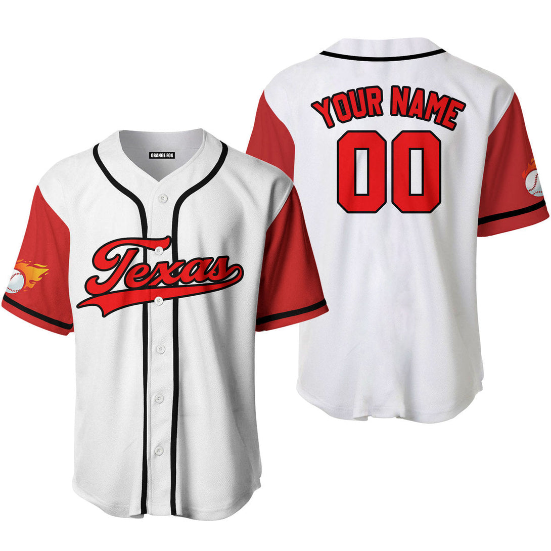 Texas Flag White Red Black Custom Name Baseball Jerseys For Men & Women